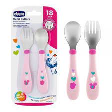 Chicco Халбага сэрээ охин Metal cutlery 18m+